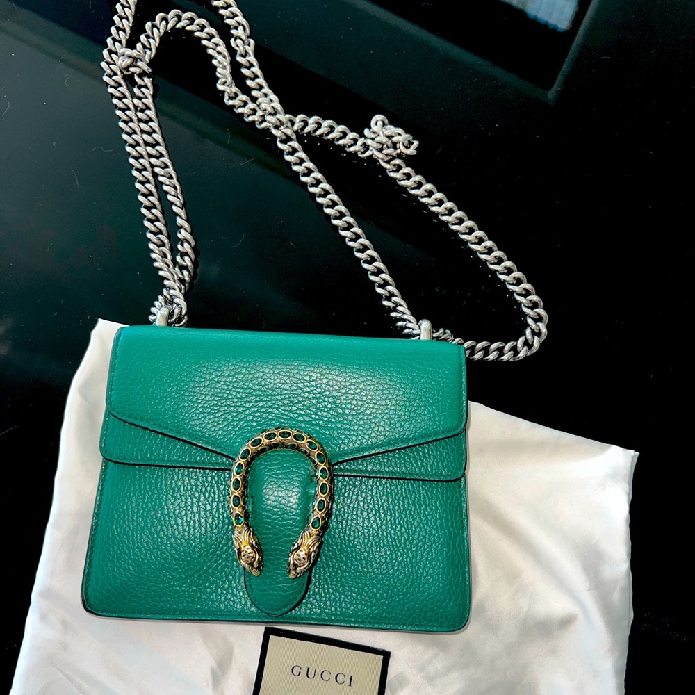 100% Authentic Gucci Dionysus Leather Mini in Emerald